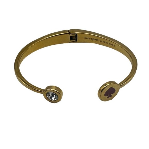KATE SPADE SPOT THE SPADE CUFF HINGED BANGLE IN SWEETHEART PINK/GOLD - Picture 4 of 5